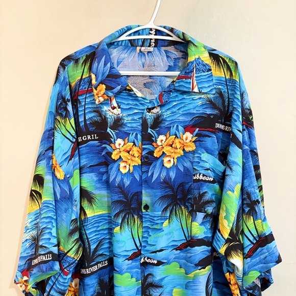 3/$10⚡️Jamacian Tropical Beach Palm Tree Print Button-Up Plus Size Shirt - Picture 3 of 11